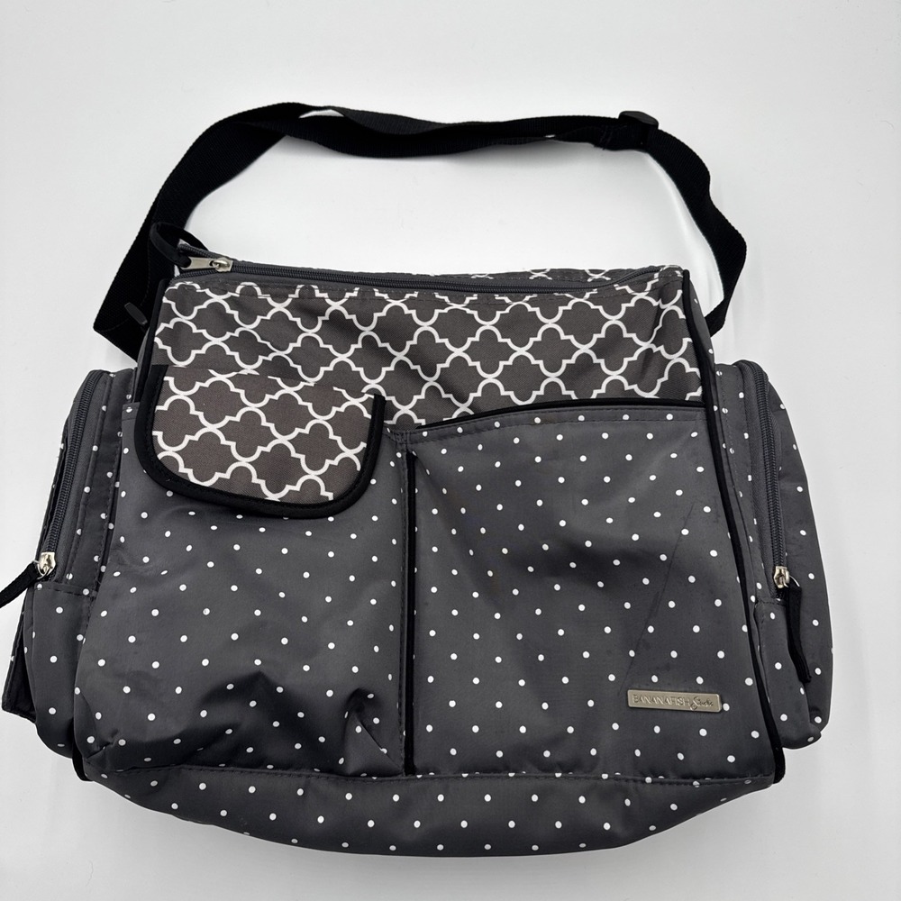 Banana Fish Studio Diaper Bag Easy Clean Gray white Polka Dots crossbody bag
